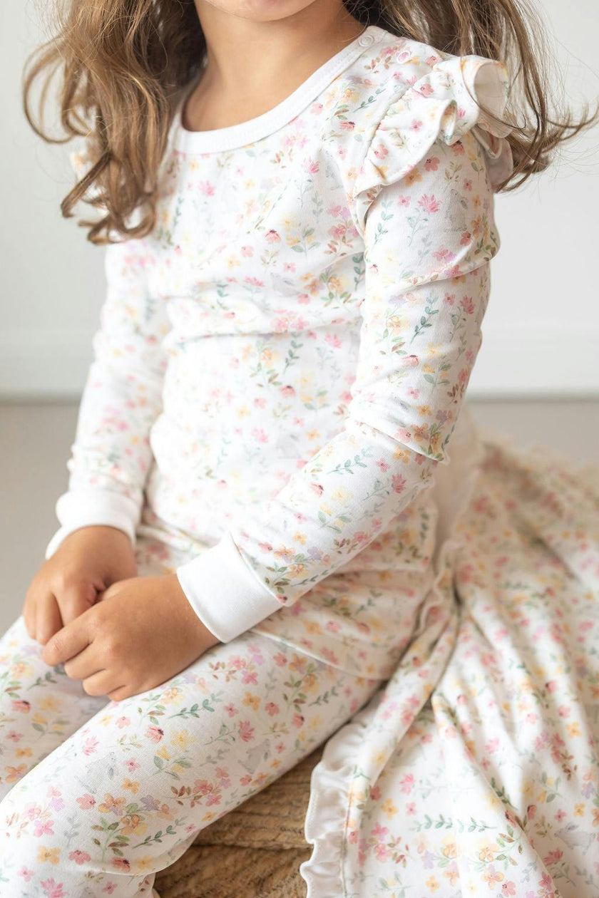 Winter Flowers Pima Long Pajama Set