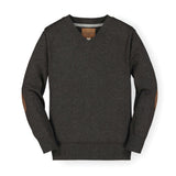 Organic V-Neck Sweater with Elbow Patches