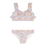 girls orchid floral v-neck ruffle bikini