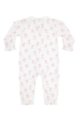 Pink Puppy Love Print Romper long sleeve
