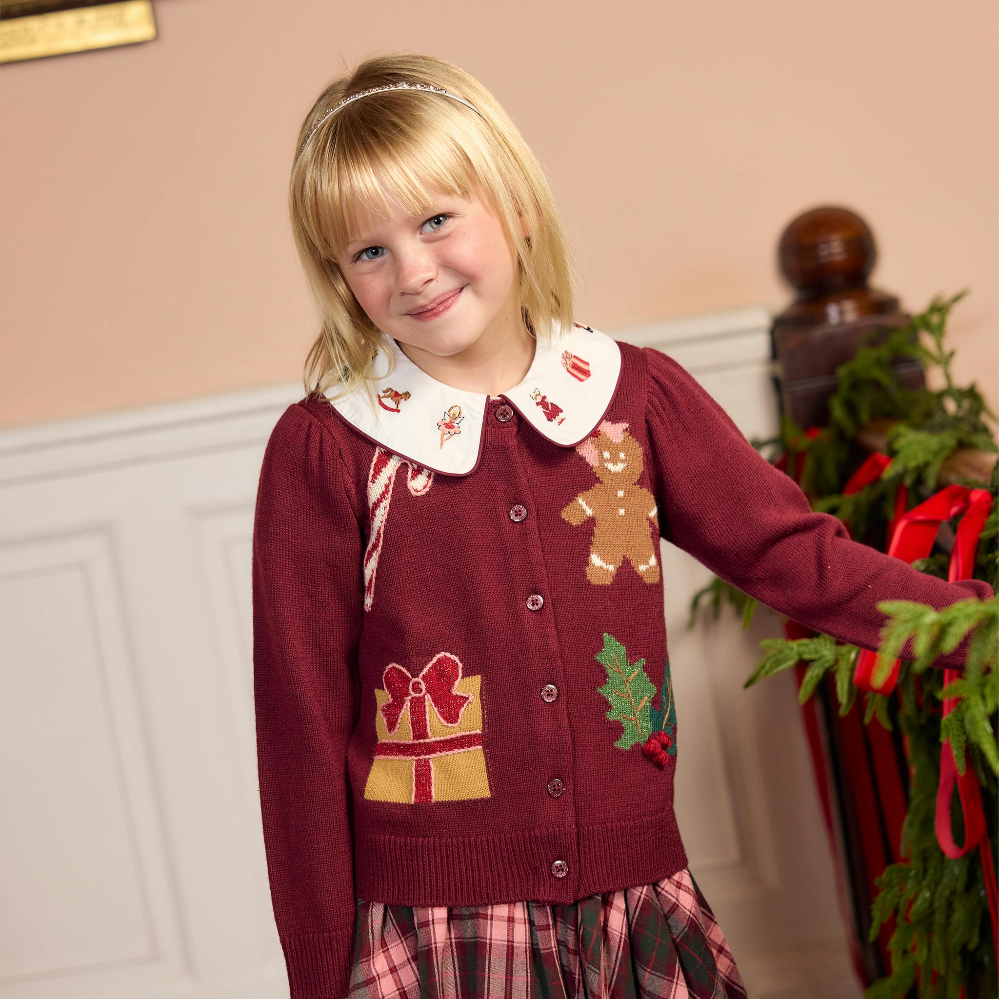 Girls Constance Sweater - Holiday Patches
