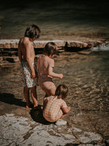 Short Sleeve Rashguard Swimsuit | UPF + Recycled - Sienna Gingham