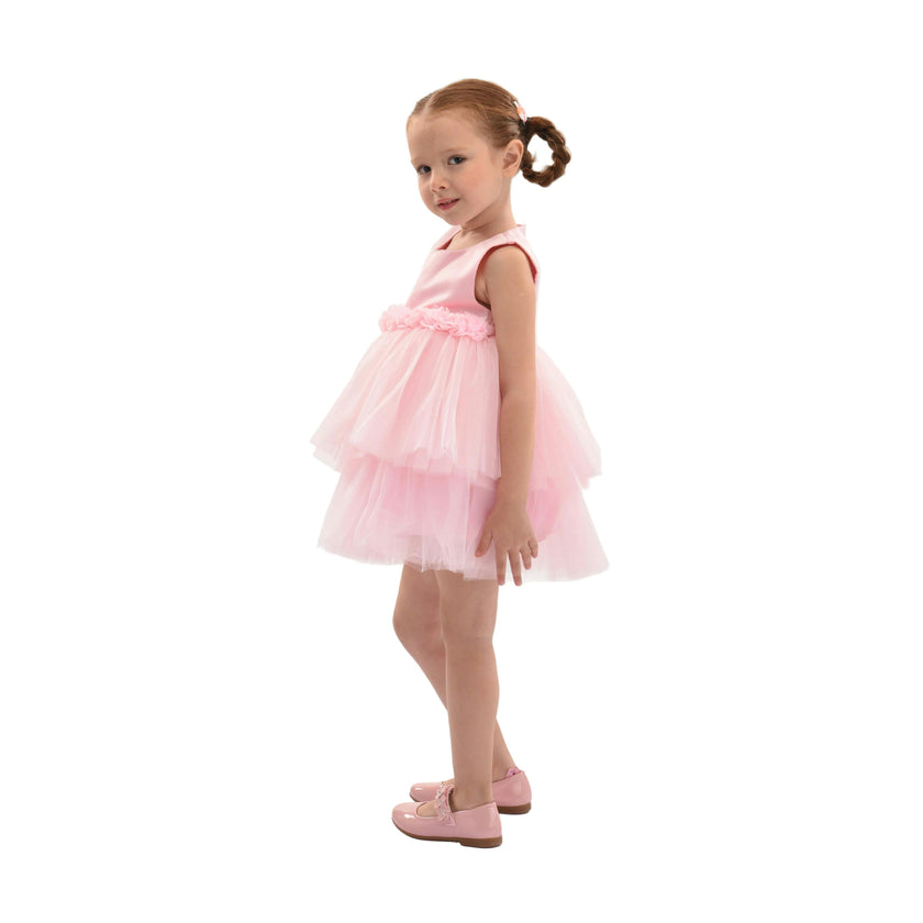 Light Pink Amarielle Floral Waist Tulle Dress