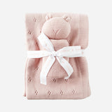 Pique Blanket and Bear Lovey Gift Set - Blush