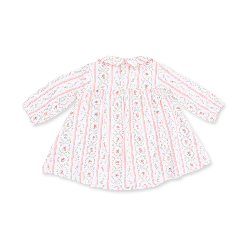Marnie Rosebud Stripe - Long Sleeve Petal Collar Dress and Bloomer