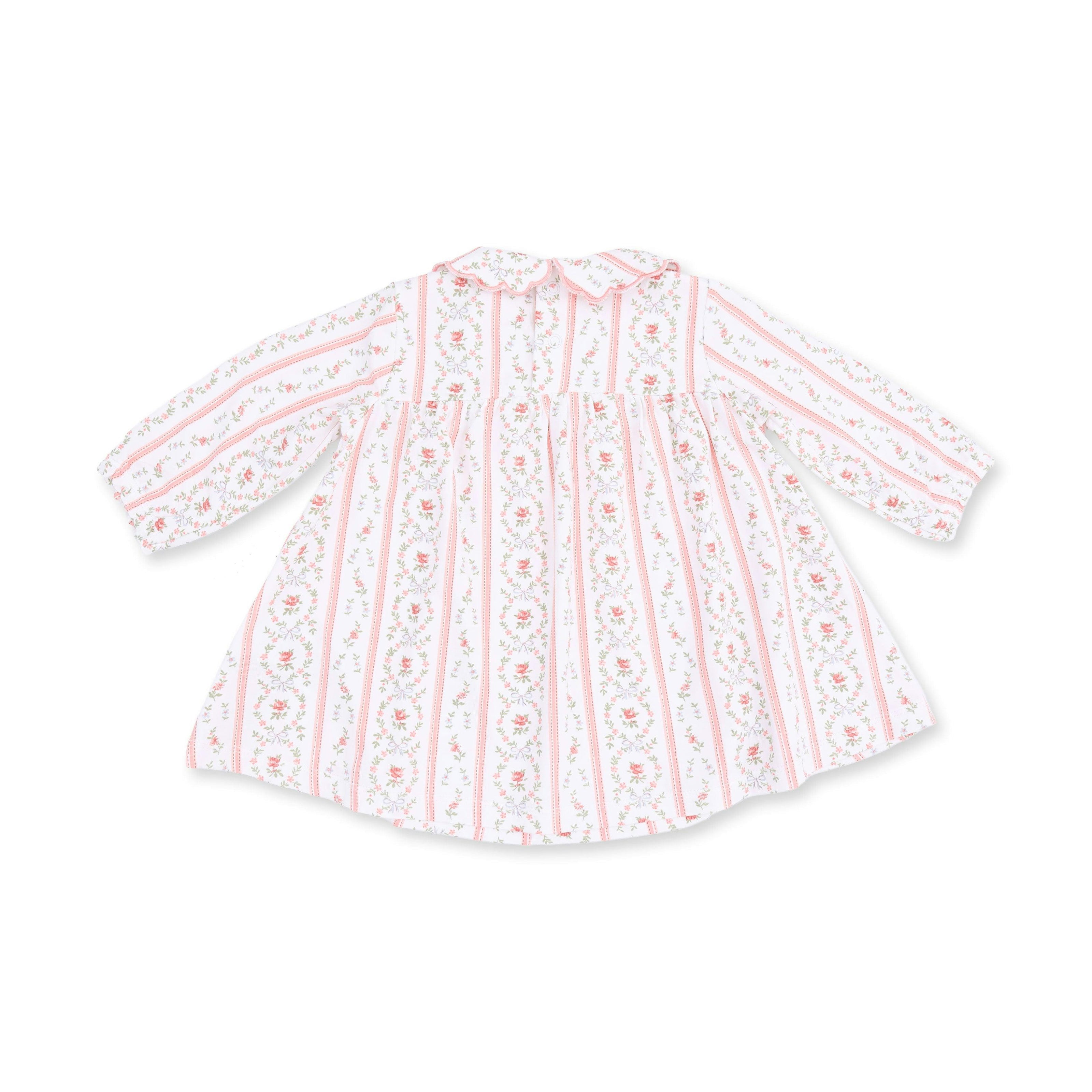 Marnie Rosebud Stripe - Long Sleeve Petal Collar Dress and Bloomer