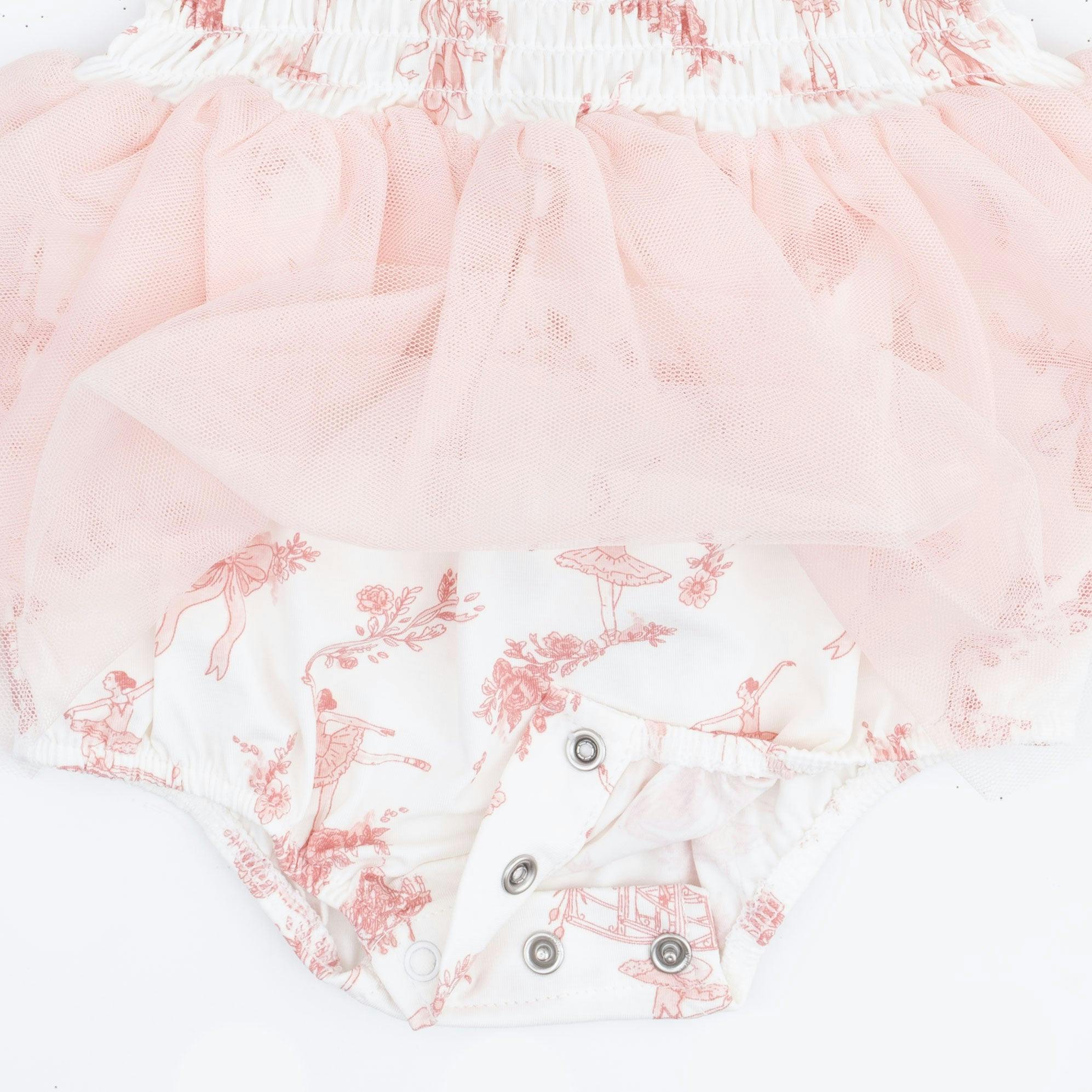 Ballet Toile - Long Sleeve Smocked Bubble with Tutu