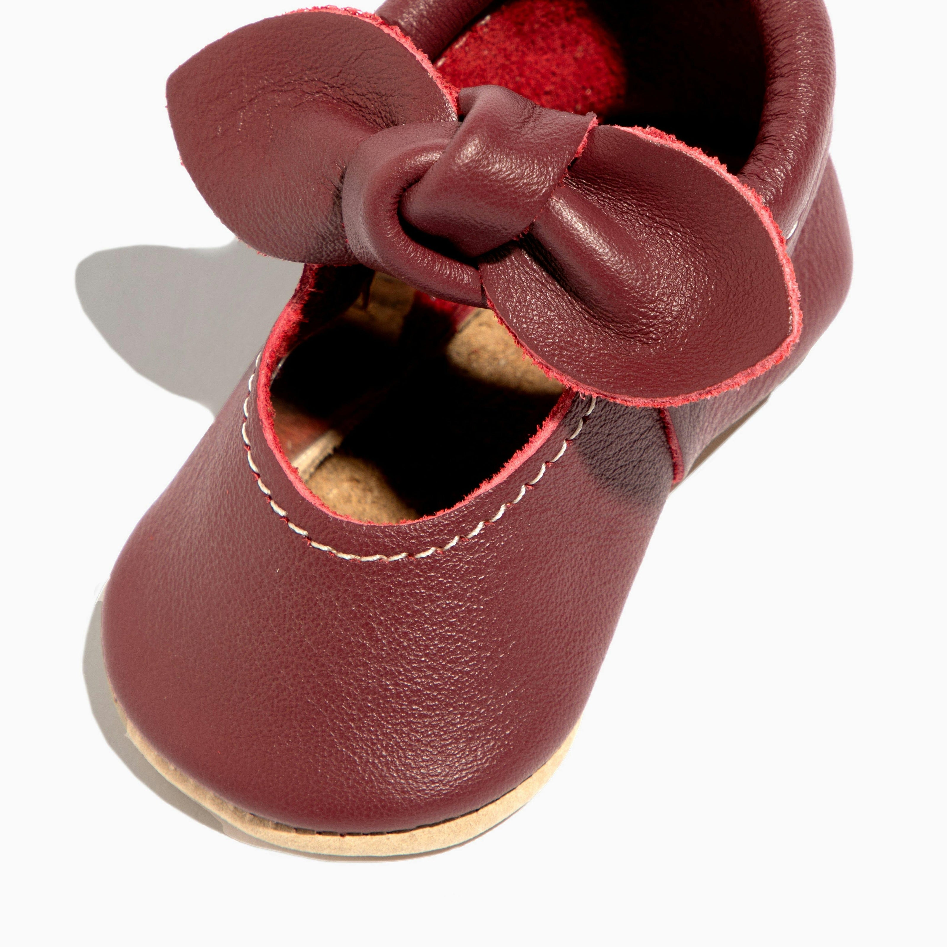 Winterberry Knotted Bow Baby Shoe