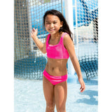 Fay Crinkle Tankini Two Piece Swimsuit - Fuchsia