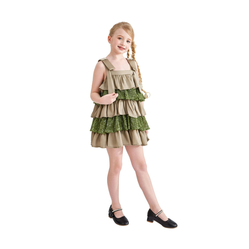 Green Bellamy Ruffle Sequin Dress