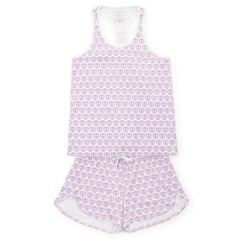 Alyssa Women's Pajama Short Set - Tennis Crest Pink