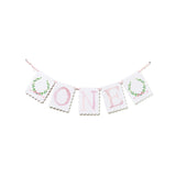 "ONE" Highchair Banner with Wreath with Pink Bow End Pieces