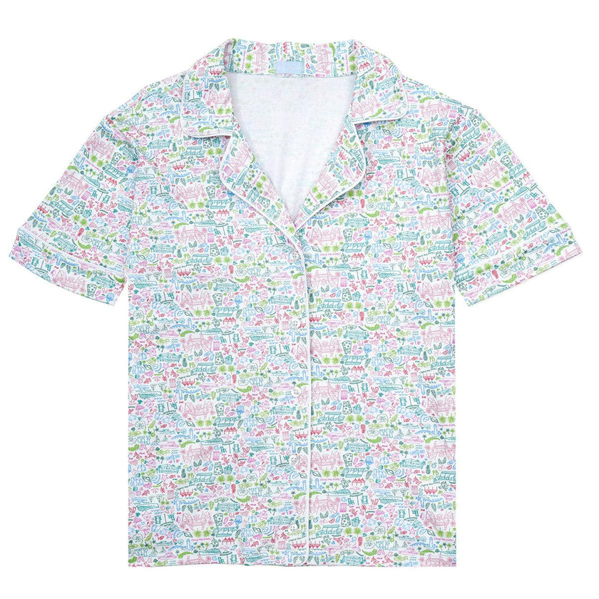 Palm Beach Women's Button Front Short Pajama Set, Multi