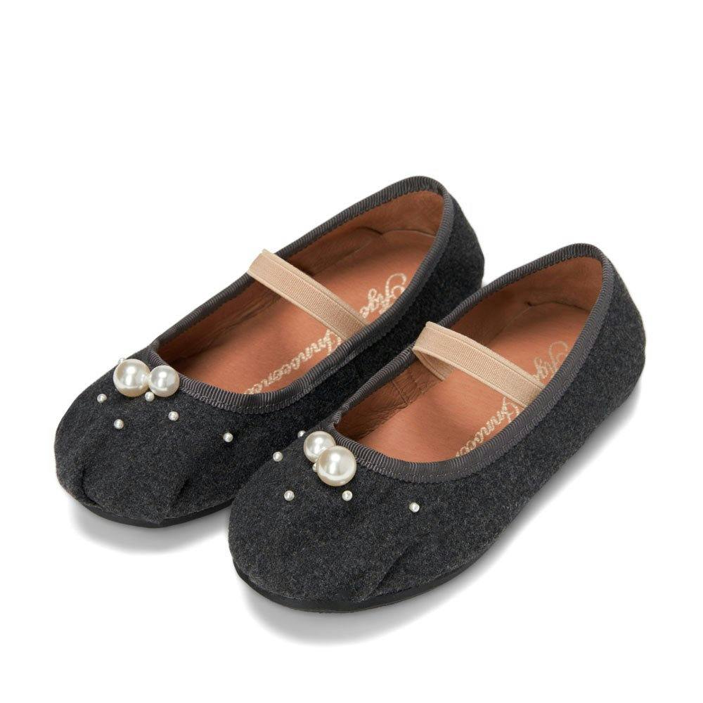 Zelda Wool & Faux Pearls Elastic Strap Ballerina Shoes