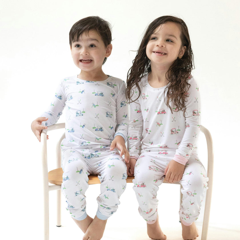 Baby Golf Carts - Blue - Long Sleeve Loungewear Set