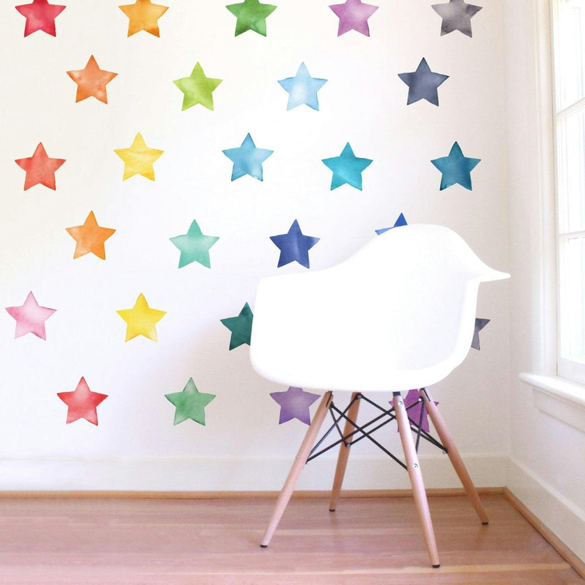 Watercolor Stars • Rainbow • Large • Peel-and-Stick Wall Decals