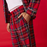 Red Tartan Plaid Men's Relaxed Pant Luxe Loungewear