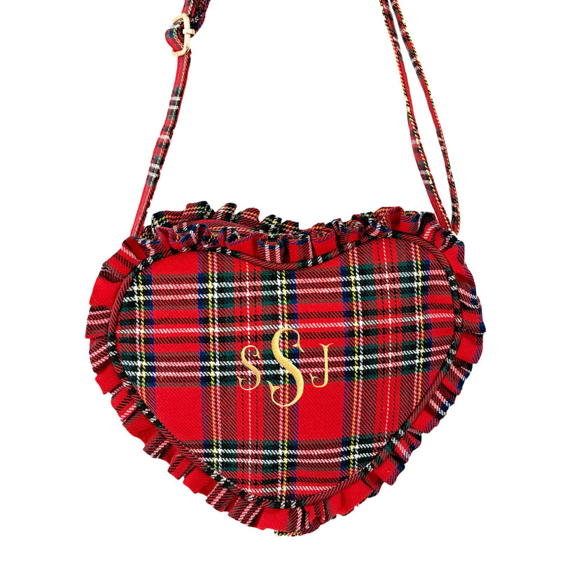 Customizable Plaid Heart Purse
