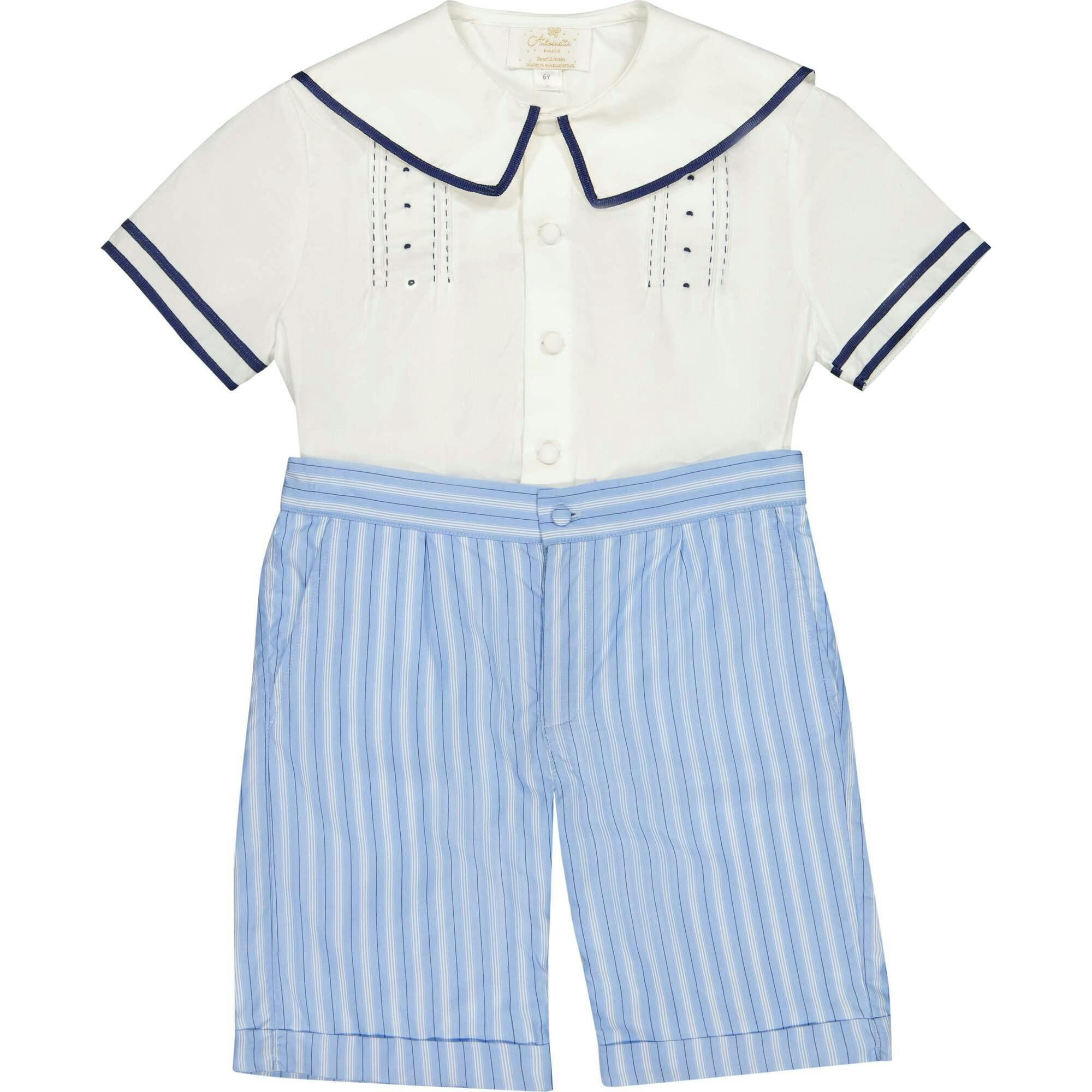 William Blue Stripe Shorts and Shirt