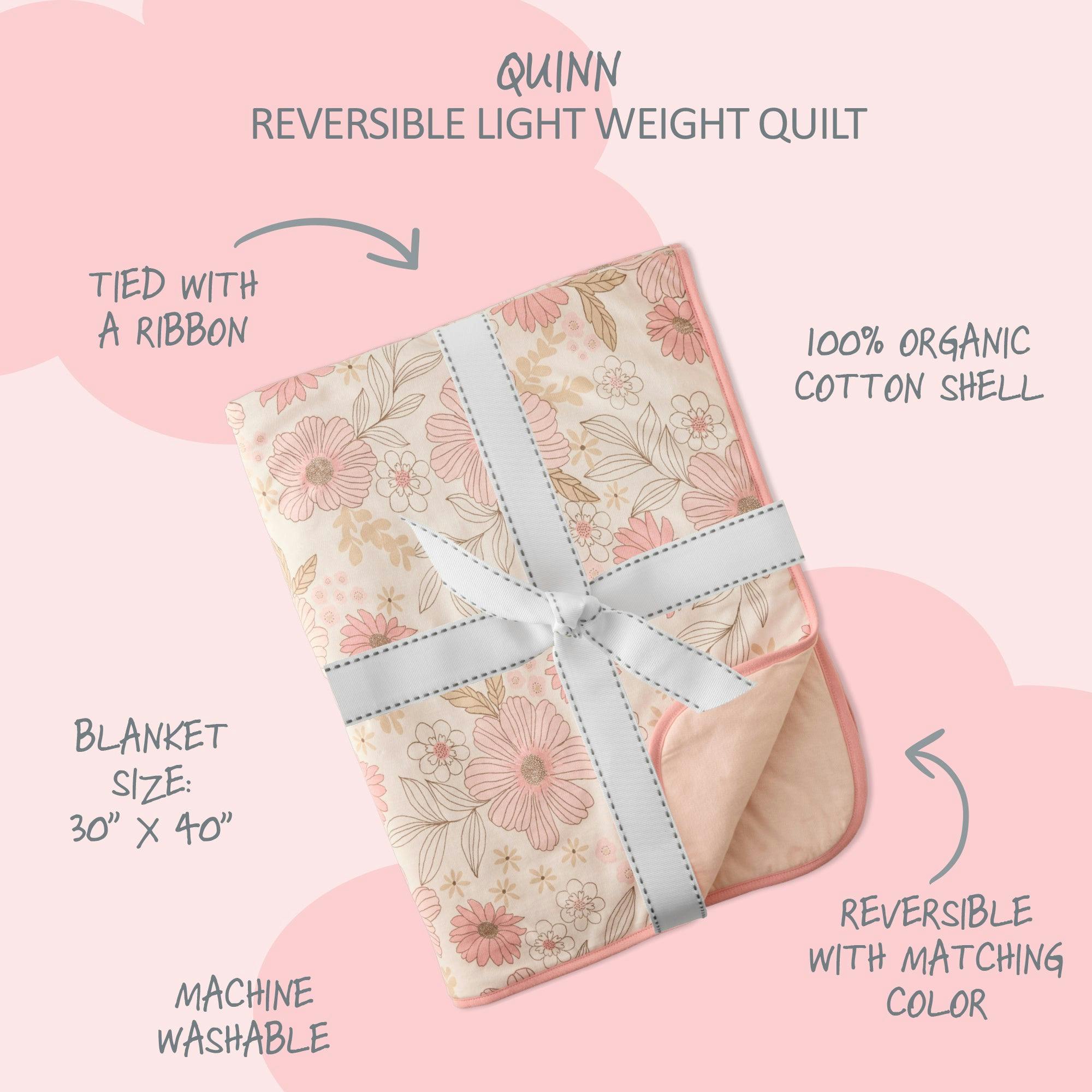 QUINN Reversible Light Weight Quilted Baby Blanket