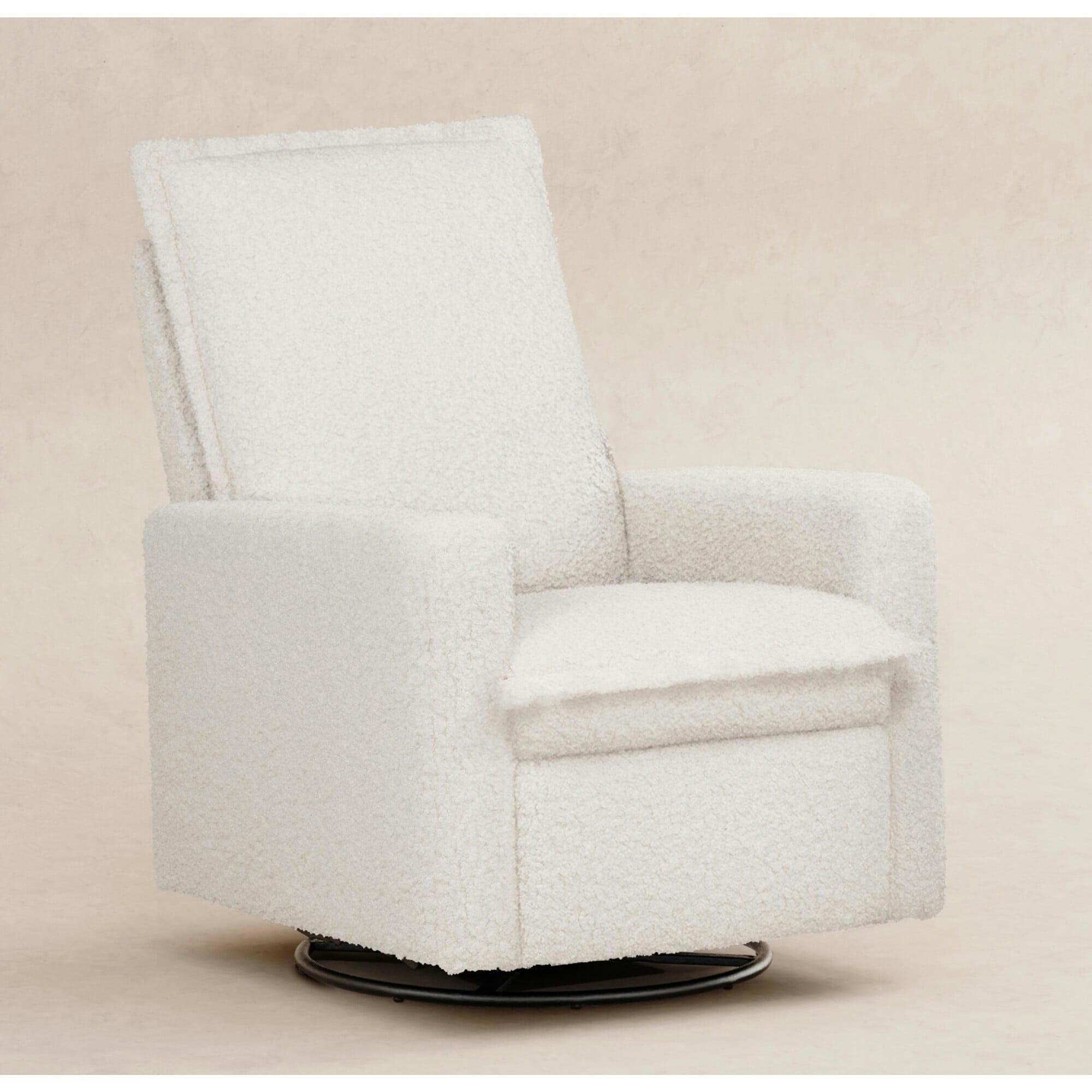 Cali Flange Gliding Swivel Recliner in Cream Shearling