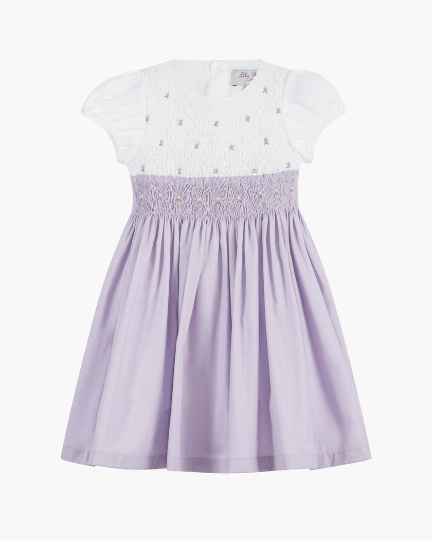 Rose Hand Smocked Dress in Lilac