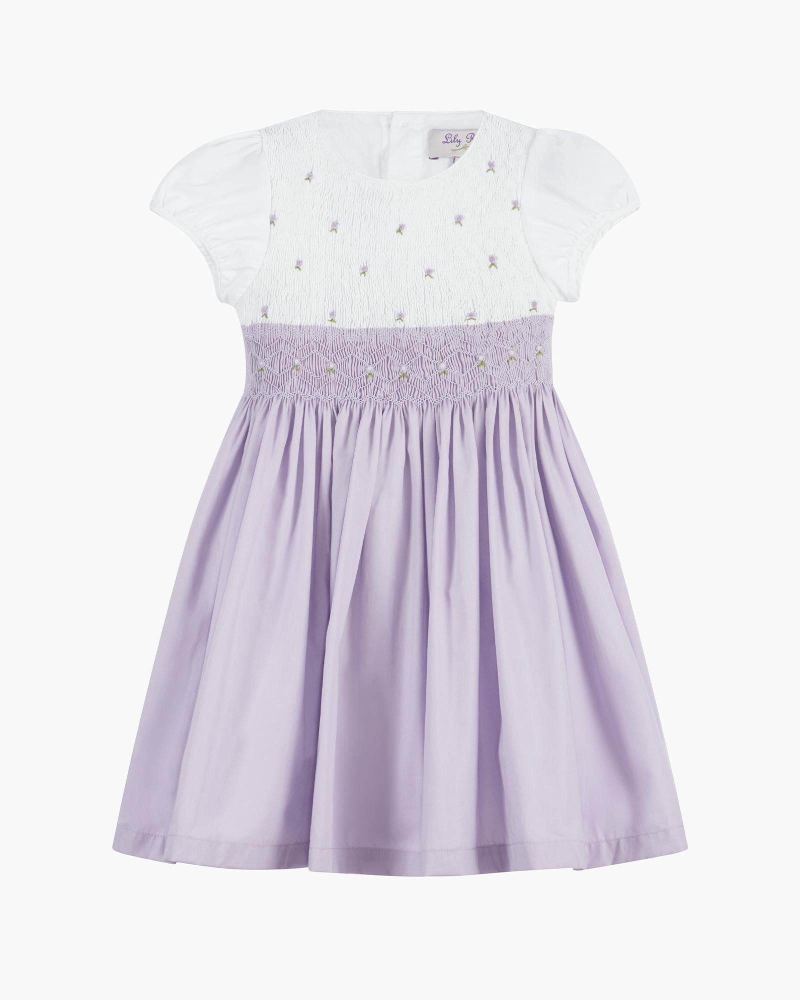 Rose Hand Smocked Dress in Lilac