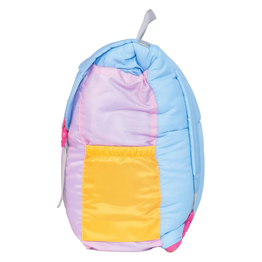 Sleep-N-Pack™ – Big Kid Size | Color Block Camp Collection: Pink Smile Face