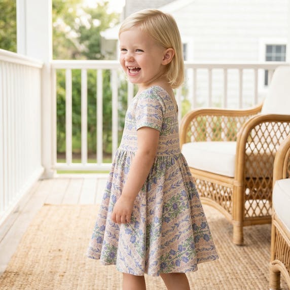 Spring Cascade Bamboo Twirl Dress