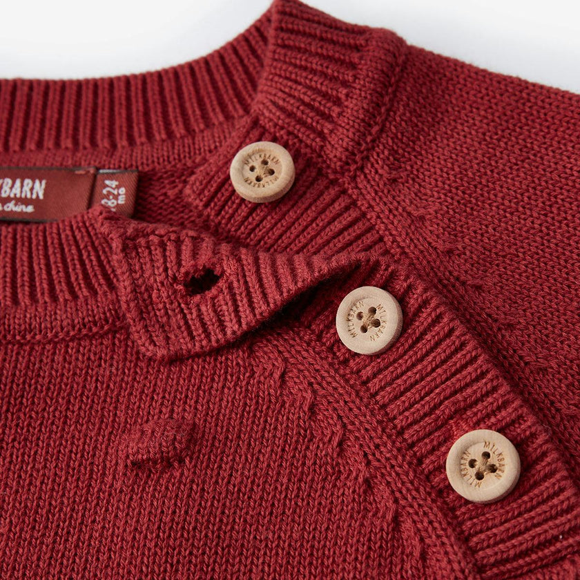 Wine Knit Popcorn Sweater