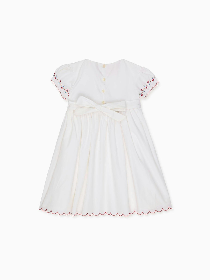 White Delilah Hand-Smocked Girl Dress