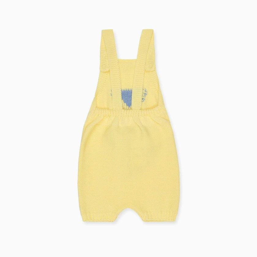 Lemon Crispa Cotton Bunny Baby Knitted Dungarees