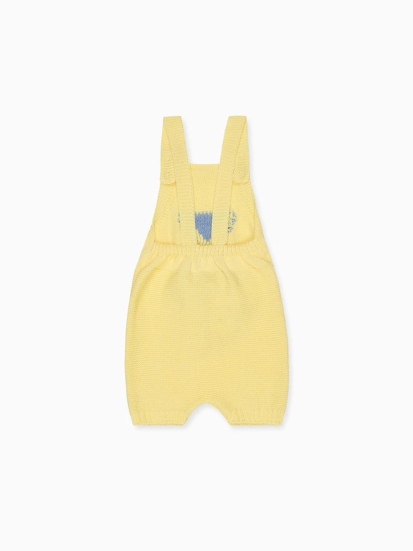 Lemon Crispa Cotton Bunny Baby Knitted Dungarees