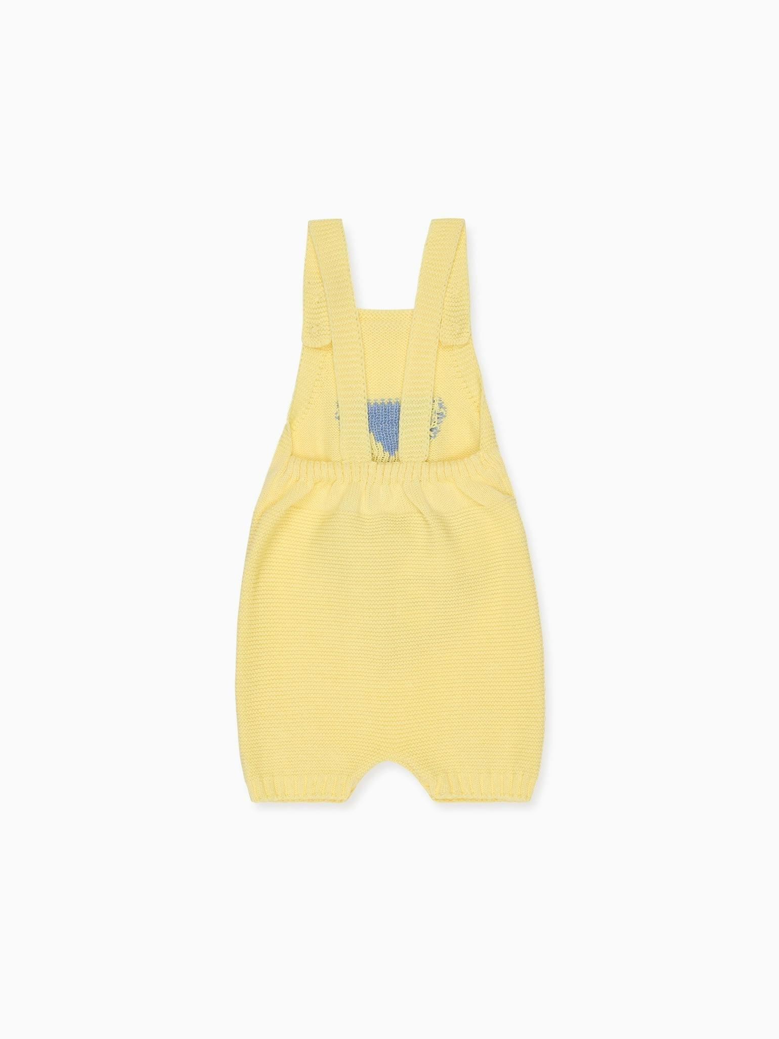 Lemon Crispa Cotton Bunny Baby Knitted Dungarees