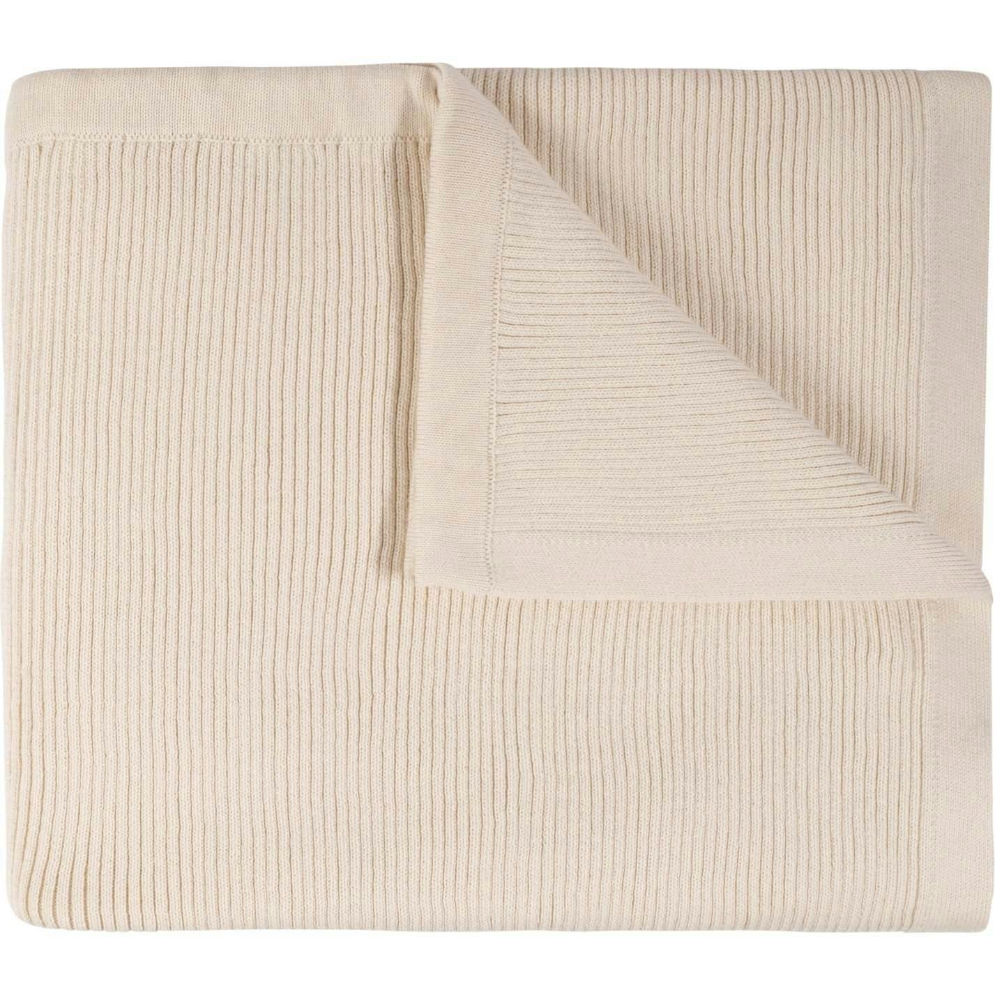 Ribbed Knit Blanket Ecru