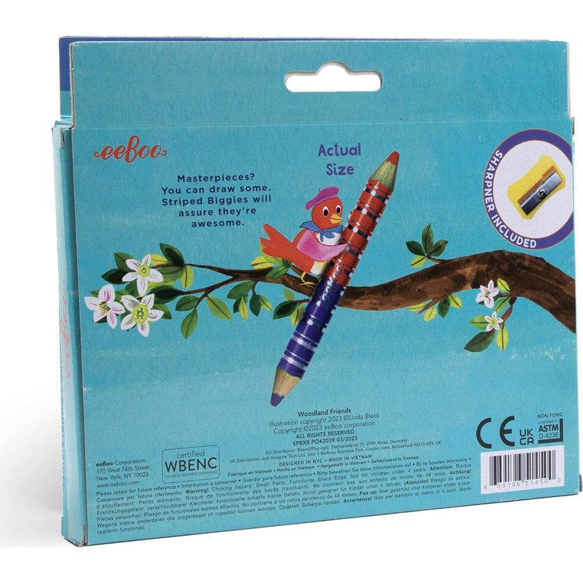 Striped Biggies 12 Color Pencils: Woodland Friends