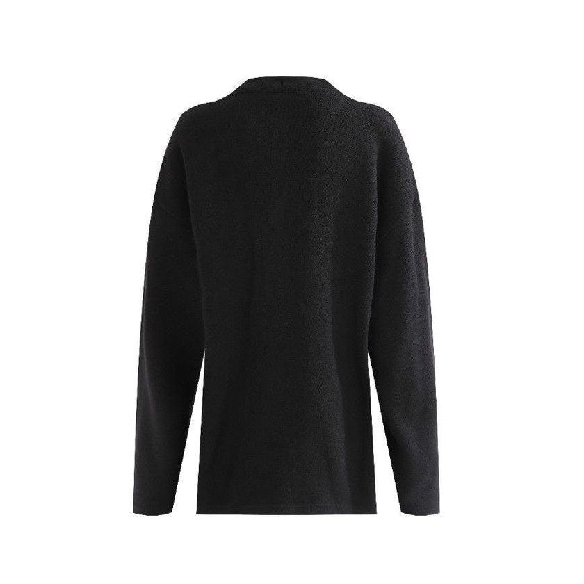 Jet Black Three-Button Henley Top