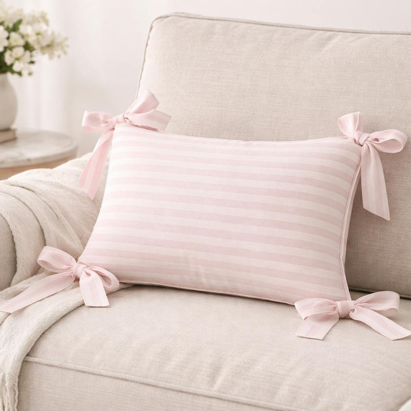 DH Block Stripe Pillow with Bows