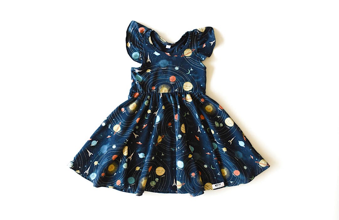 Racer Back Twirly Dress in Planets