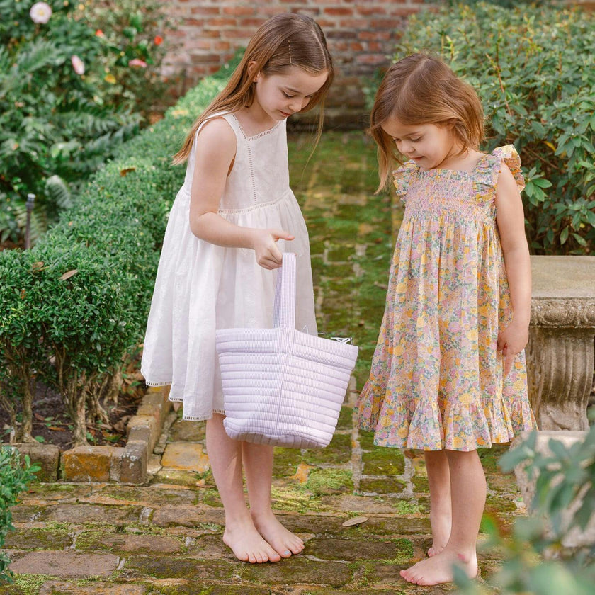 Lavender Stripe Quilted Easter Bucket