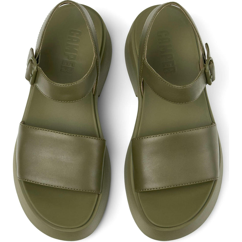 Oruga Calfskin Leather Flexible Sandals, Green
