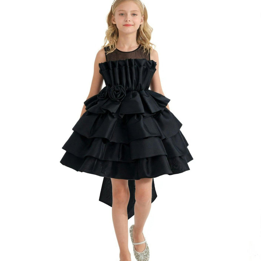 Black Tiered Bow Dress