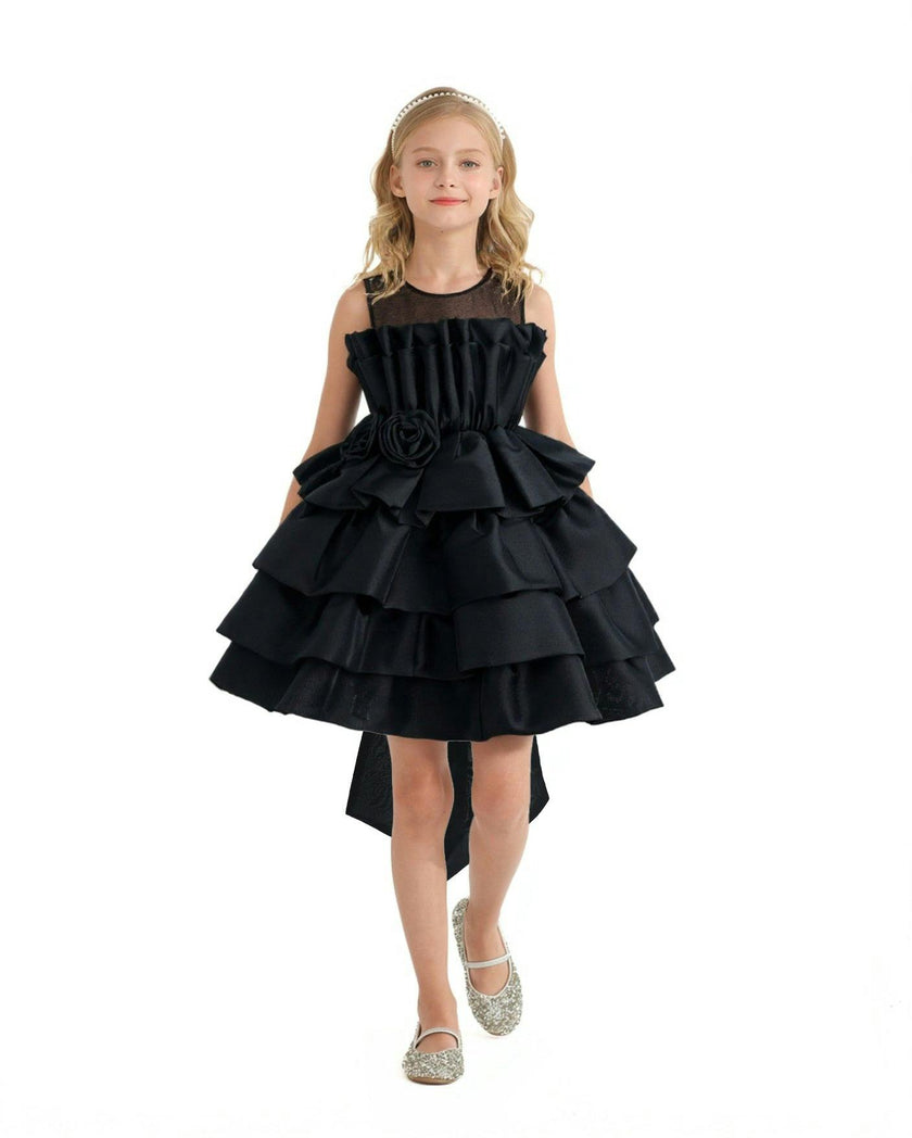 Black Tiered Bow Dress