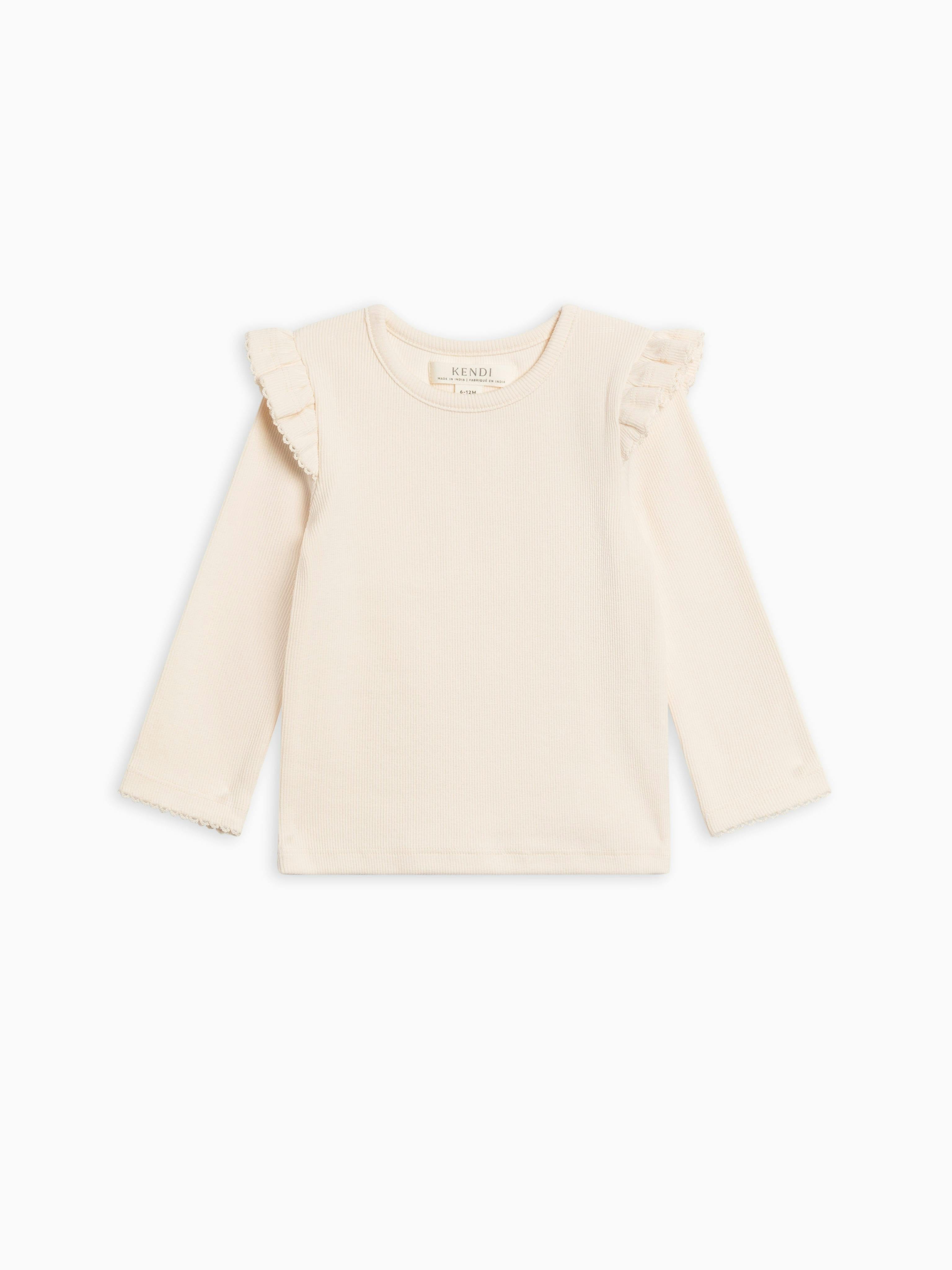 Rina Ribbed Ruffle Long Sleeve Top