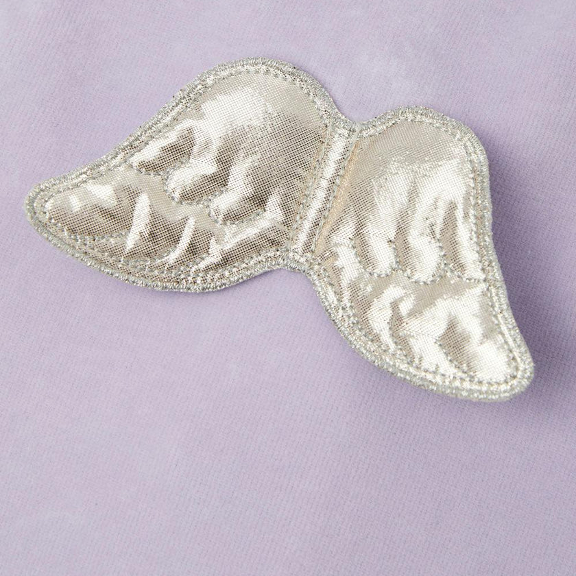 Velour Angel Wing Sleepsuit - Silver & Lilac
