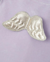 Velour Angel Wing Sleepsuit - Silver & Lilac