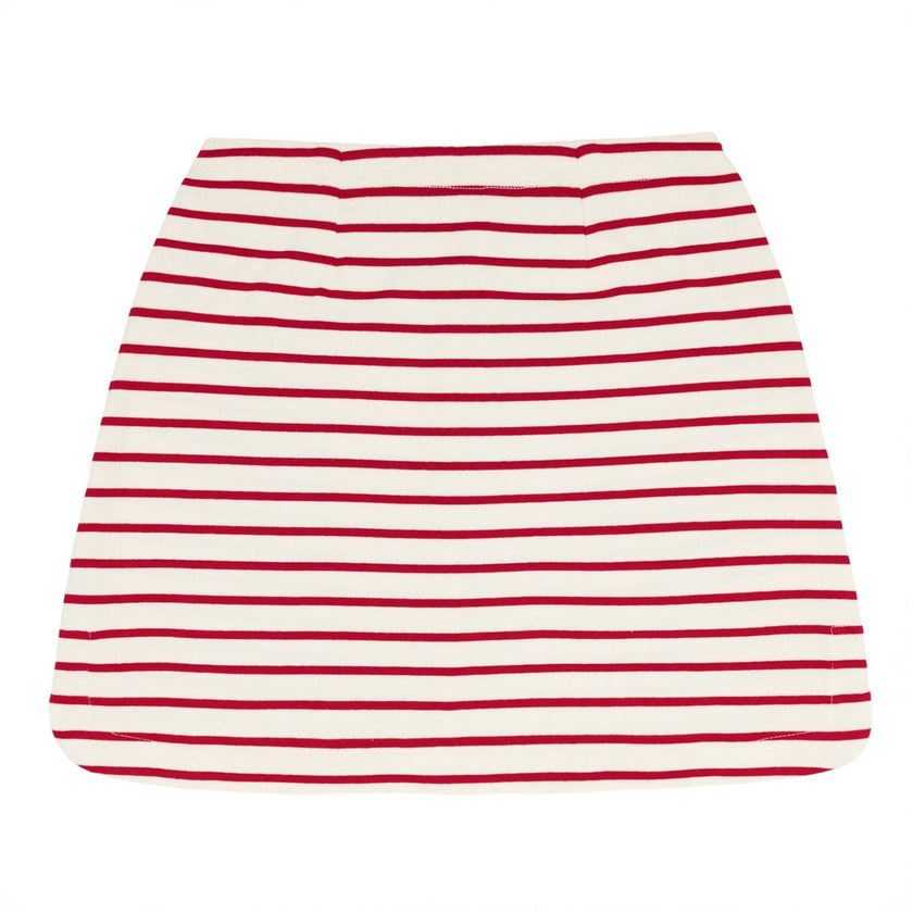 women's cream and red stripe skirt