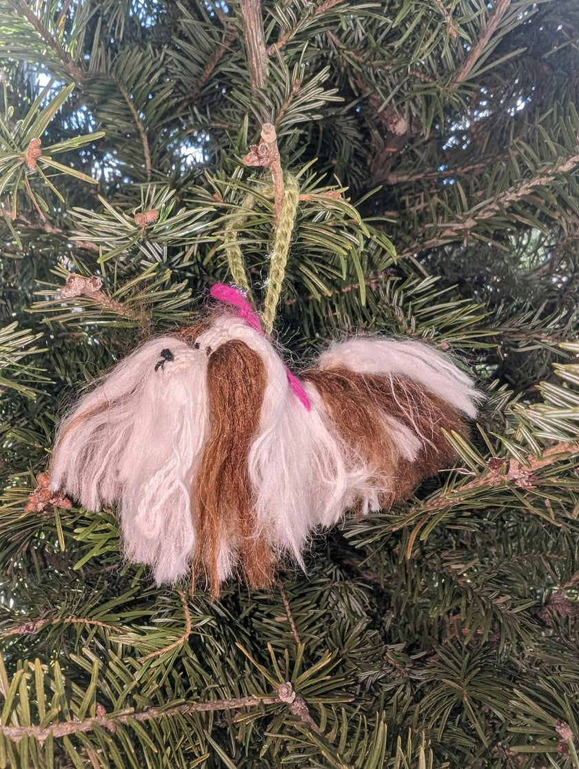 Shih Tzu Dog Hand Knit Christmas Ornament