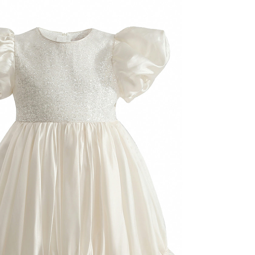 Cream Aurora Glitter Party Dress