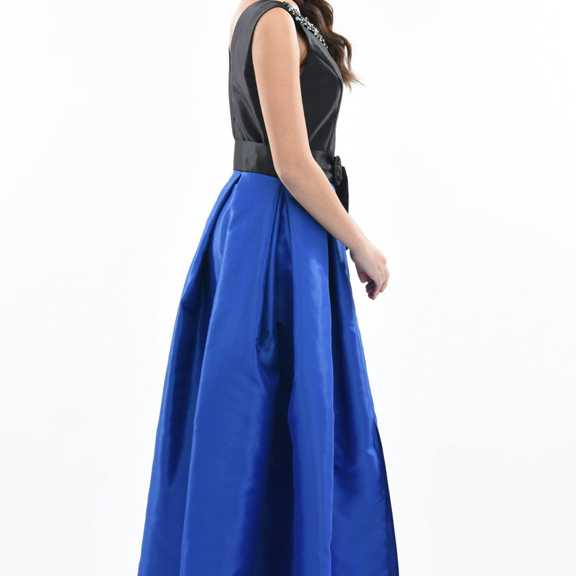 Blue Lucena Sleeveless Gem Gown